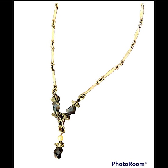 90s Vintage Ladies Necklace/ Black Bead & Pewter tone - Picture 6 of 11
